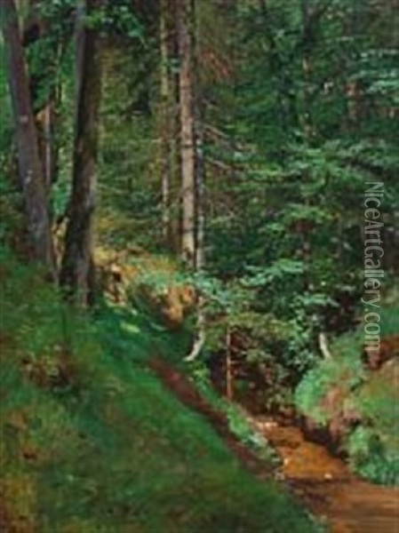 Woodscape Oil Painting - Eugen Felix Prosper Bracht