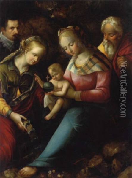 Die Heilige Familie Mit Der Heiligen Katharina Und Einem Adeligen Stifter Oil Painting - Chilian Fabritius