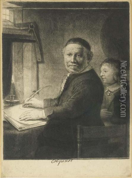 Lieven Willemsz. Van Coppenol, Writing-master: Small Plate Oil Painting - Rembrandt Van Rijn