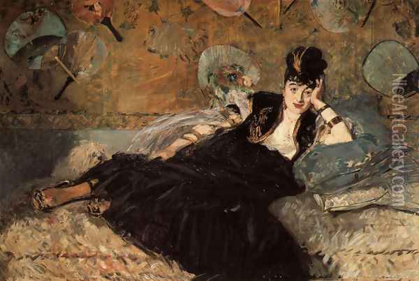 Woman with Fans (Nina de Callias) Oil Painting - Edouard Manet