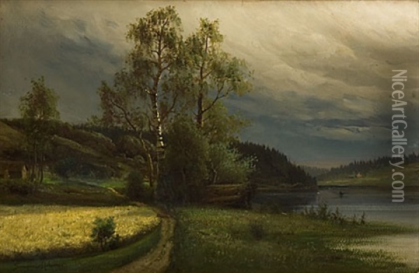 Orosmoln Over Bjorkar Oil Painting - Johan Severin Nilsson