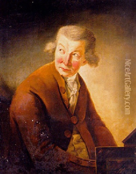 Portrait Of A Gentleman (franz Joseph Haydn?) At A Pianoforte Oil Painting - Henry Fuseli