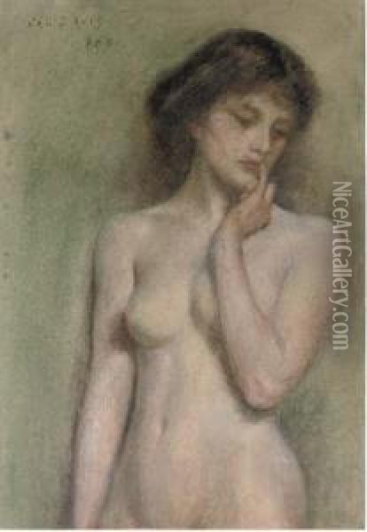 Pensive: A Female Nude Oil Painting - Valentine, Val Davis