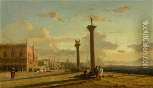 Der Dogenpalast In Venedig Oil Painting - Henri Duvieux
