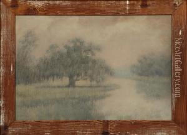 Misty Morning In City Park Oil Painting - Alexander John Drysdale
