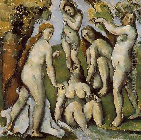 Five Bathers2 Oil Painting - Paul Cezanne