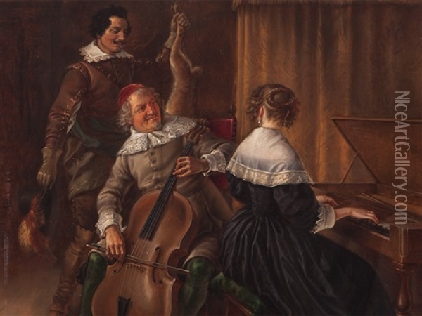 Allegory Of The Hunt And Music Oil Painting - Ludwig Sigismund Ruhl