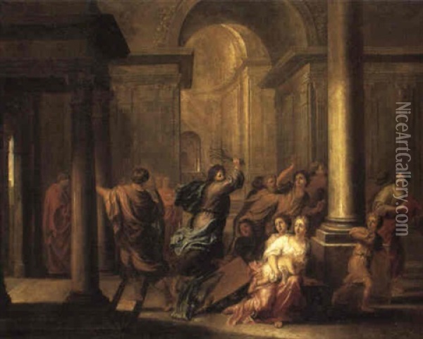 The Cleansing Of The Temple Oil Painting - Gerard Hoet the Elder