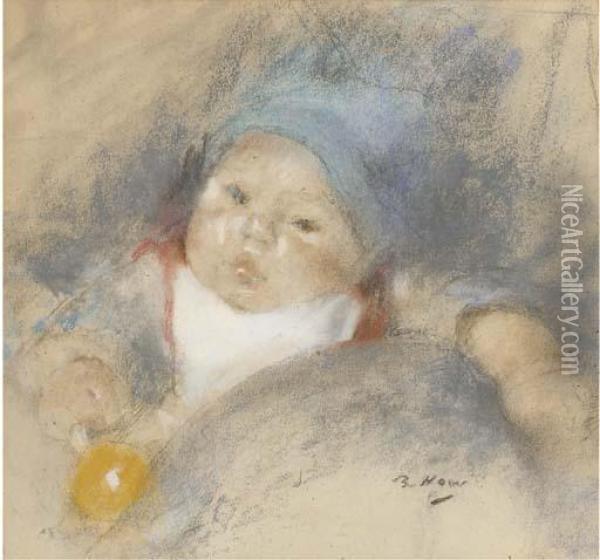Enfant A La Boule Jaune Oil Painting - Beatrice Julia How