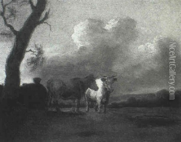 Cattle Beneath A Tree Oil Painting - Paulus Potter