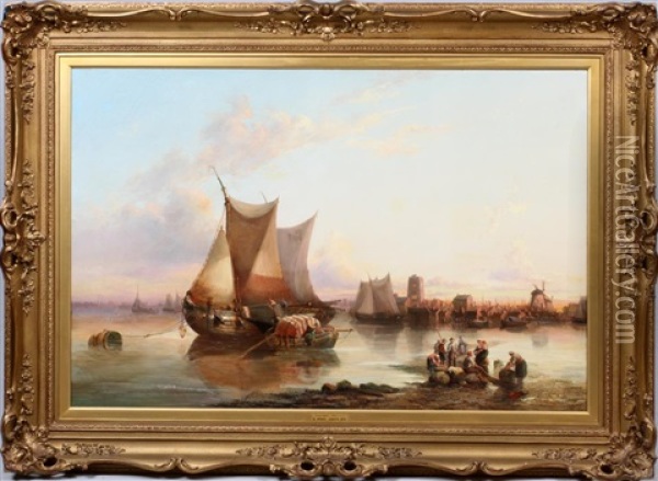 Rotterdam Harbour Oil Painting - Ebenezer Wake Cook