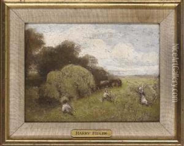 Figures In A Summer Meadow Oil Painting - Harry Filder
