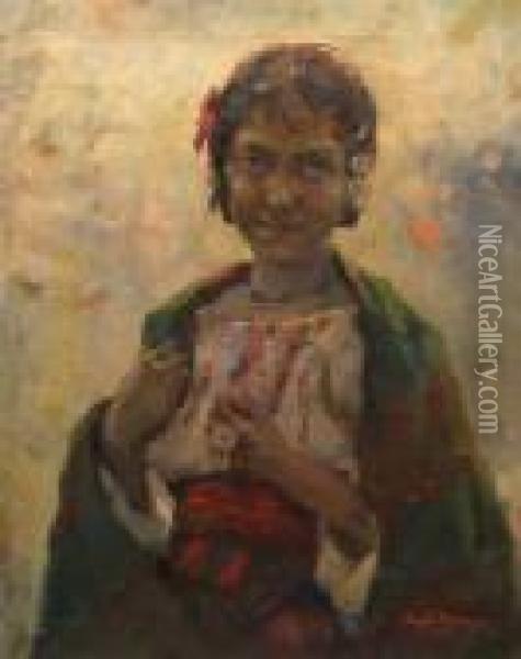 The Gipsy Woman Oil Painting - Aurel Baesu