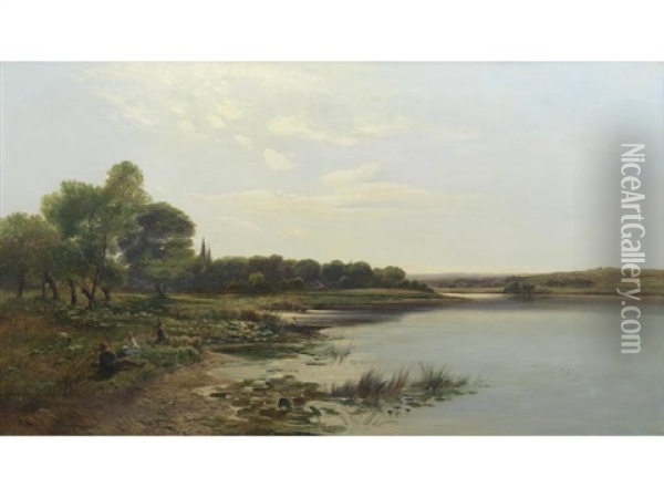 By The Lakeside Oil Painting - Charles Leslie