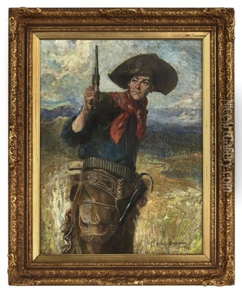 The Cowboy Oil Painting - Heinrich August Schwabe