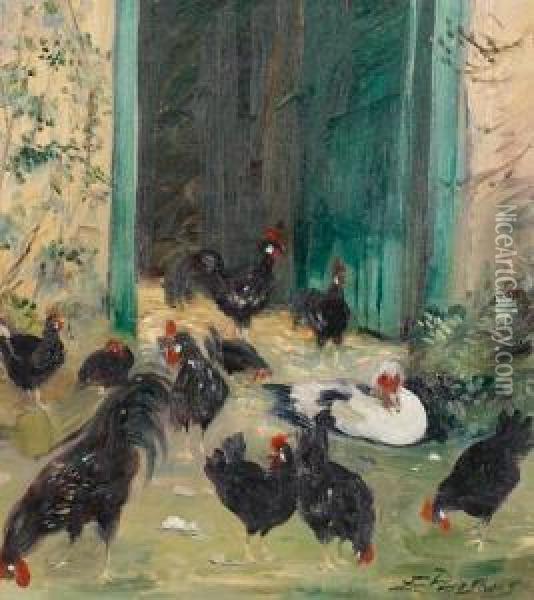 Chickens Oil Painting - Elizabeth Parsons