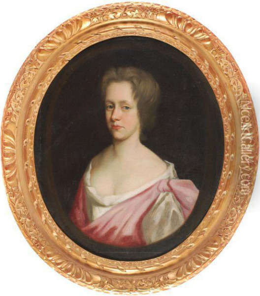 Portrait Of Alady Head And Shoulders Oil Painting - Sir Godfrey Kneller