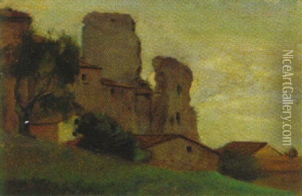 Dorfansicht Mit Ruinen Oil Painting - Pierre Puvis de Chavannes