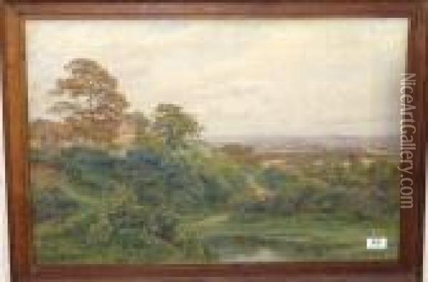 The Sun's Last Gleam, View At Limpsfield, Surrey Oil Painting - Alfred Robert Quinton