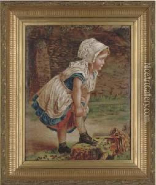 The Loose Stocking Oil Painting - William Hemsley