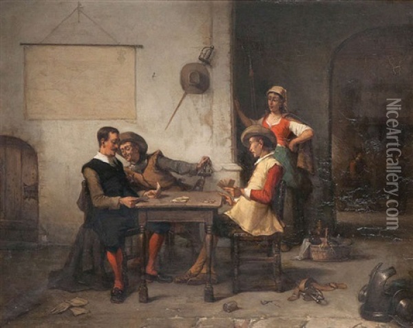 Le Jeu De Cartes Oil Painting - Henri Diddaert
