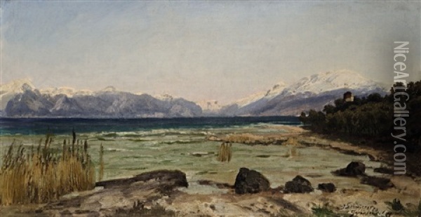 Am Ufer Des Gardasees Oil Painting - Josef Schoyerer