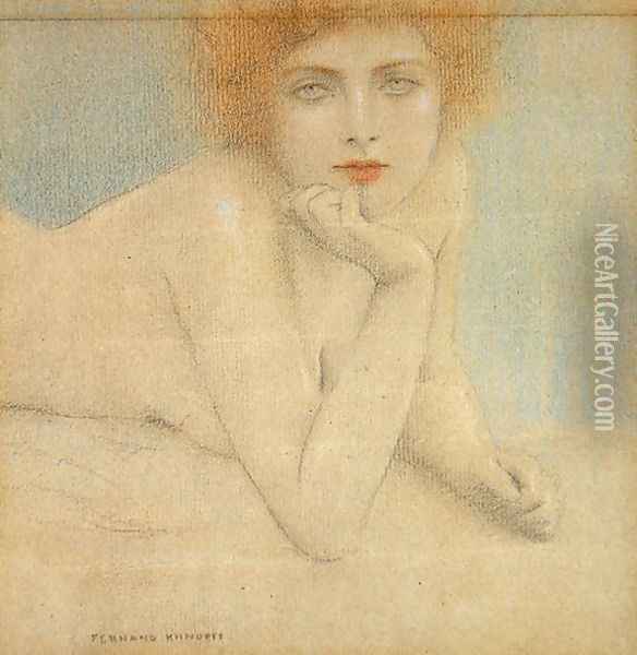 Nude Study, c.1920 Oil Painting - Fernand Khnopff