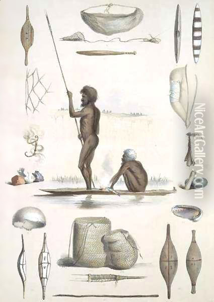 The Aboriginal Inhabitants from 'South Australia Illustrated' Oil Painting - George French Angas