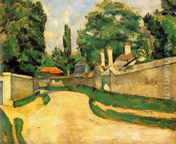 Houses Along A Road Oil Painting - Paul Cezanne