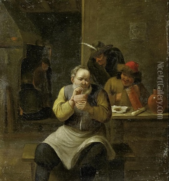 Rauchende Herren Im Wirtshaus Oil Painting - Matheus van Helmont