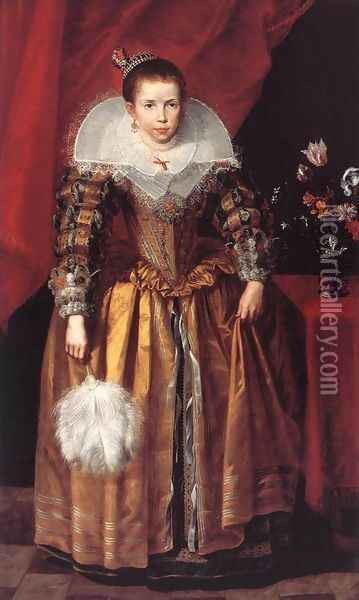 Portrait of a Girl at the Age of 10 Oil Painting - Cornelis De Vos