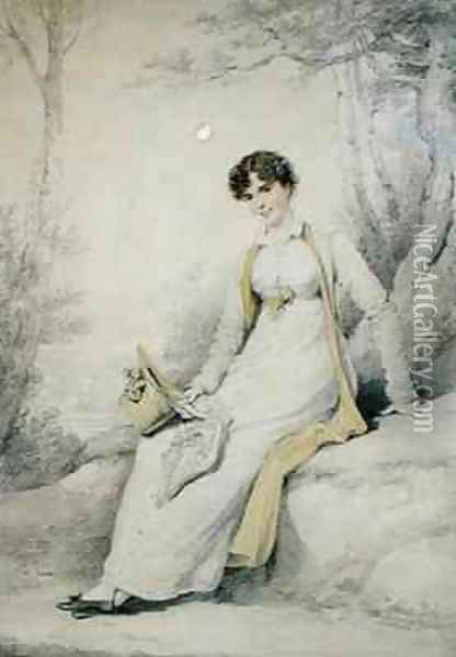 Frances Mary Wells 1792-1840 Oil Painting - Henry Edridge