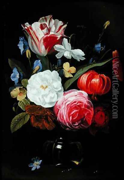 Still Life with Flowers in a Glass Vase 3 Oil Painting - Jan Philip van Thielen