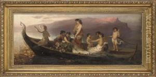 Eros Ferrying Lovers To Cythera Oil Painting - Wilhelm Kray