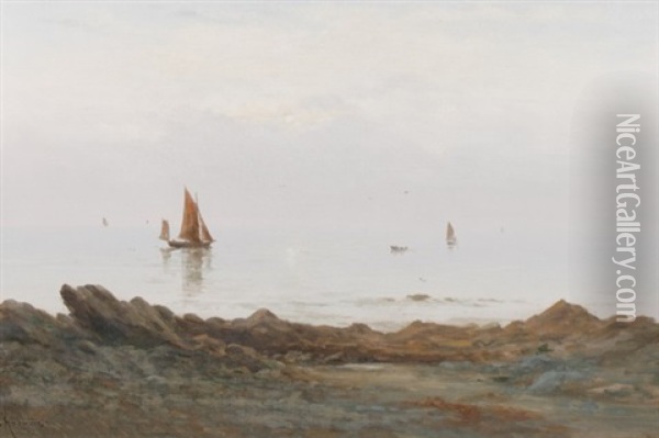 View Of The Sea Oil Painting - Georgina M. de l' Aubiniere