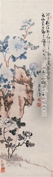 Flowers And Stone Oil Painting -  Gao Fenghan