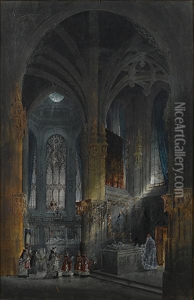 The Lady Chapel, St. Pierre, Caen Oil Painting - Samuel Prout