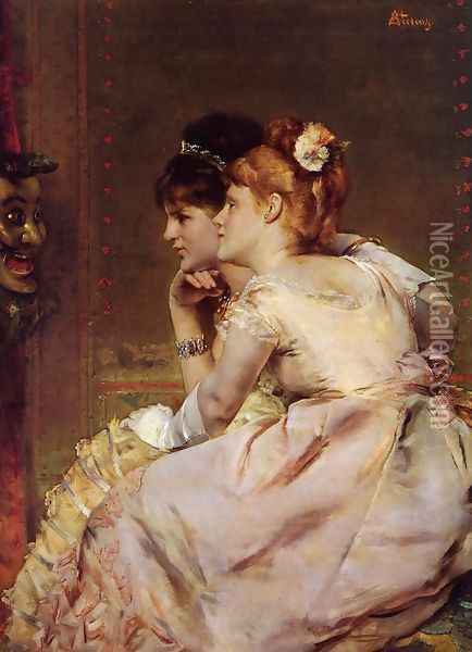 The Japanese Mask (or Intrigue) Oil Painting - Alfred Stevens