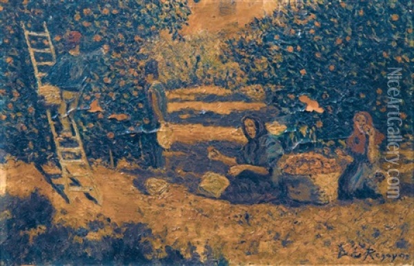 La Cueillette Des Oranges Oil Painting - Dario de Regoyos