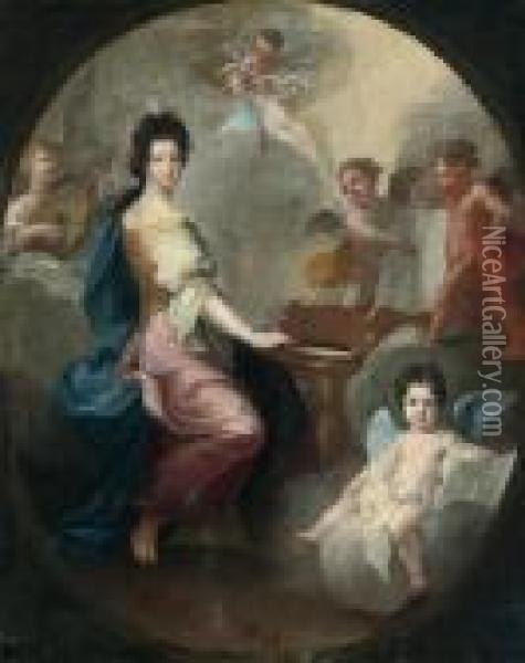 Portrait Of A Lady As Saint Cecilia Oil Painting - Pierre Le Romain I Mignard