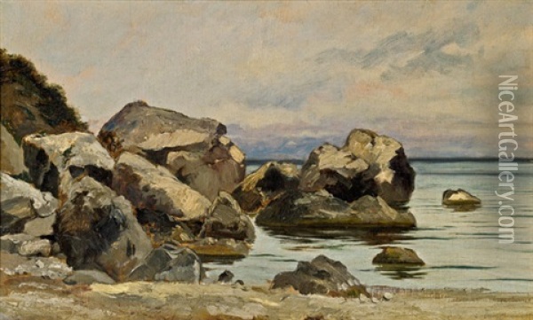 Kuste Bei Capri Oil Painting - Ignaz August Grosz