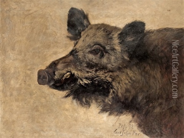 Wild Boar Oil Painting - Karl Schultze