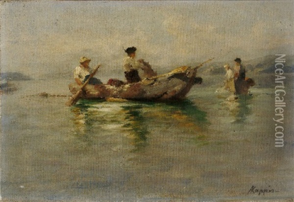 Zwei Fischerboote Auf Dem Bodensee Oil Painting - Albert Kappis