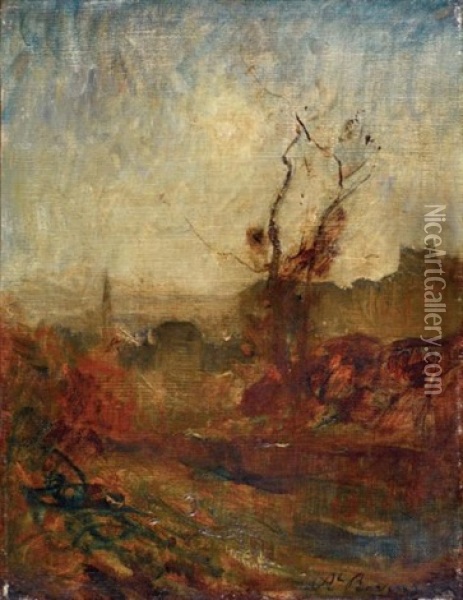 Paysage Vers Champrofond, Cremieu, Vers 1865 Oil Painting - Auguste Francois Ravier