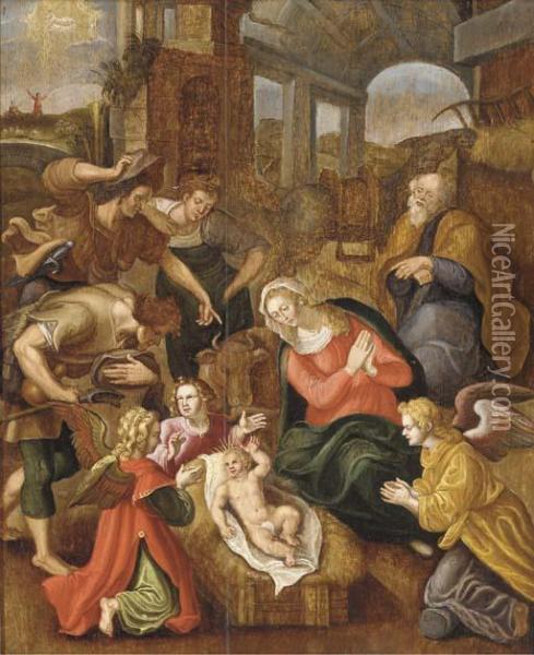 The Adoration Of The Shepherds Oil Painting - Jan de Beer