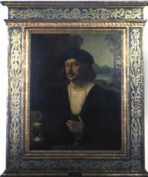 Retrato De Hombre Con Reloj De Arena Oil Painting - (Veneto) Bartolommeo