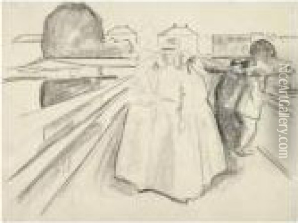 Women On The Bridge Oil Painting - Edvard Munch