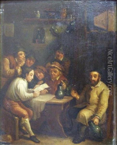 Buveurs Oil Painting - David The Younger Teniers