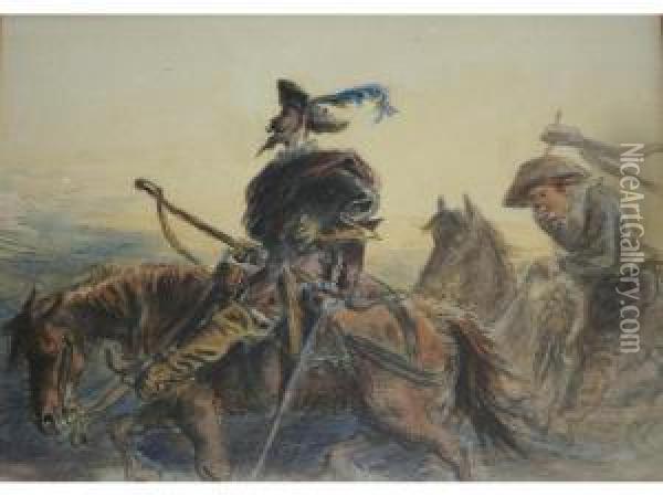 Don Quixote And Sancho Panza Oil Painting - Charles Cattermole