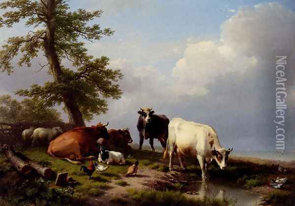 Animals Grazing Near The Sea Oil Painting - Eugene Verboeckhoven